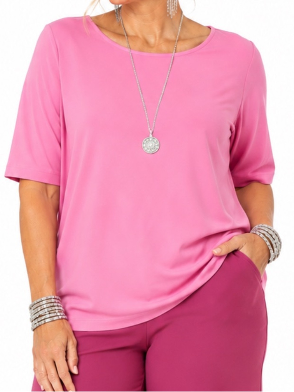 SUSAN GRAVER MODERN ESSENTIALS LIQUID KNIT PINK TOP SZ 5X